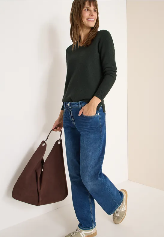 Kuscheliger V-Neck Pullover active khaki melange