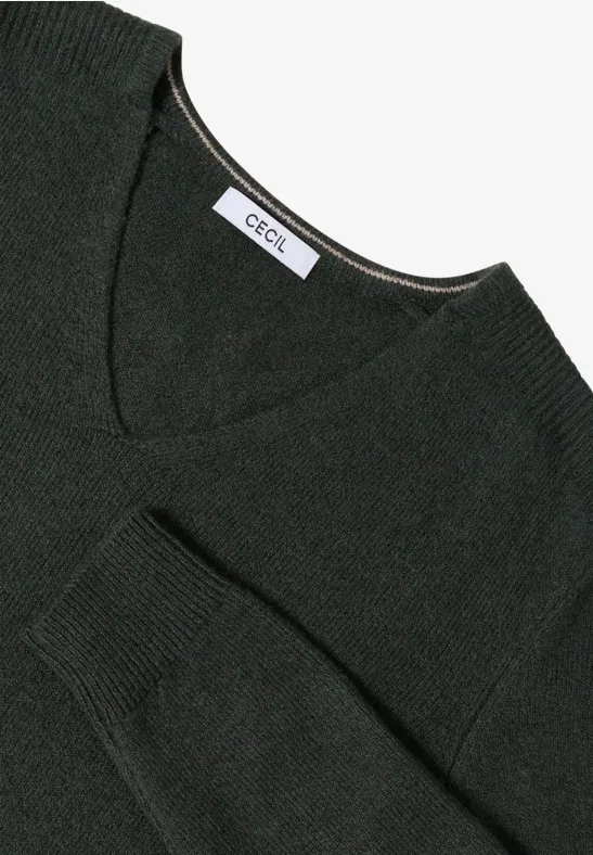 Kuscheliger V-Neck Pullover active khaki melange