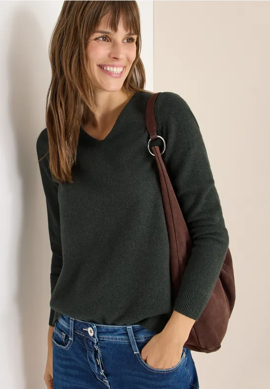Kuscheliger V-Neck Pullover active khaki melange
