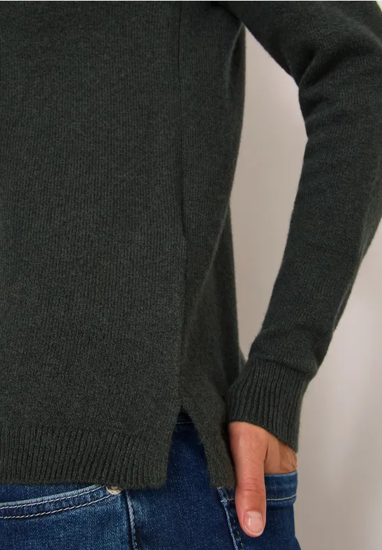 Kuscheliger V-Neck Pullover active khaki melange