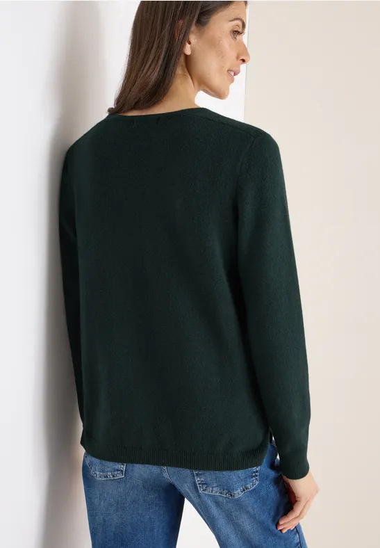 Kuscheliger V-Neck Pullover ink green
