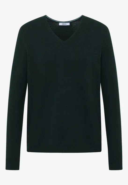Kuscheliger V-Neck Pullover ink green
