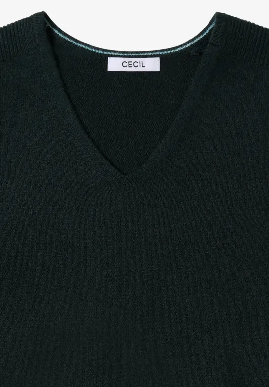 Kuscheliger V-Neck Pullover ink green