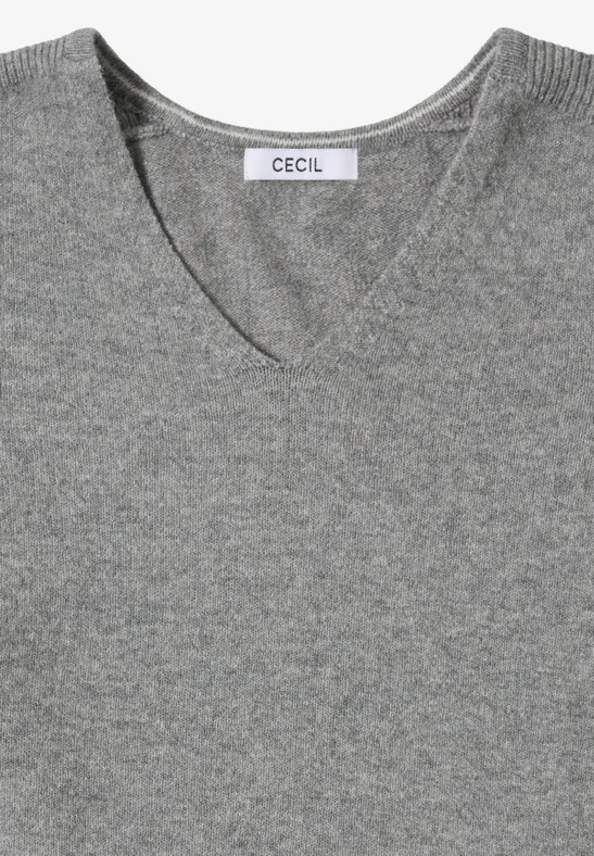 Kuscheliger V-Neck Pullover sporty grey melange