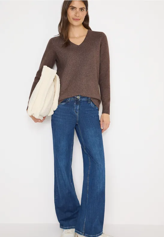 Kuscheliger V-Neck Pullover mushroom taupe melange