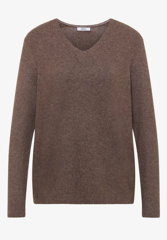Kuscheliger V-Neck Pullover mushroom taupe melange