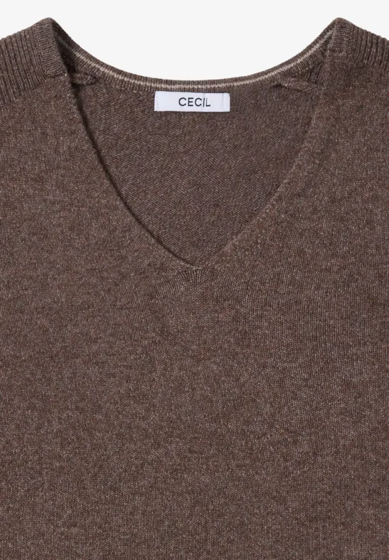 Kuscheliger V-Neck Pullover mushroom taupe melange