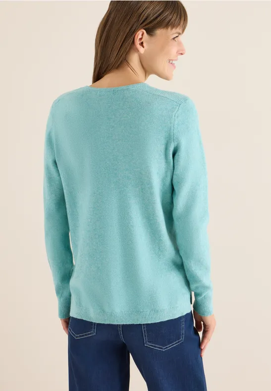 Kuscheliger V-Neck Pullover conifere green melange