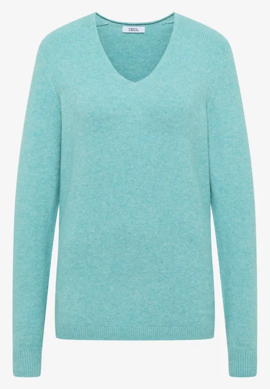 Kuscheliger V-Neck Pullover conifere green melange