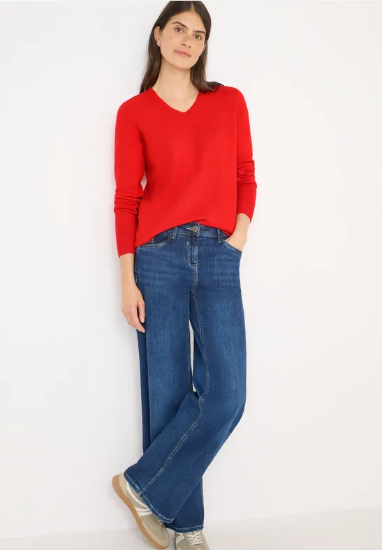 Kuscheliger V-Neck Pullover pumpkin orange melange