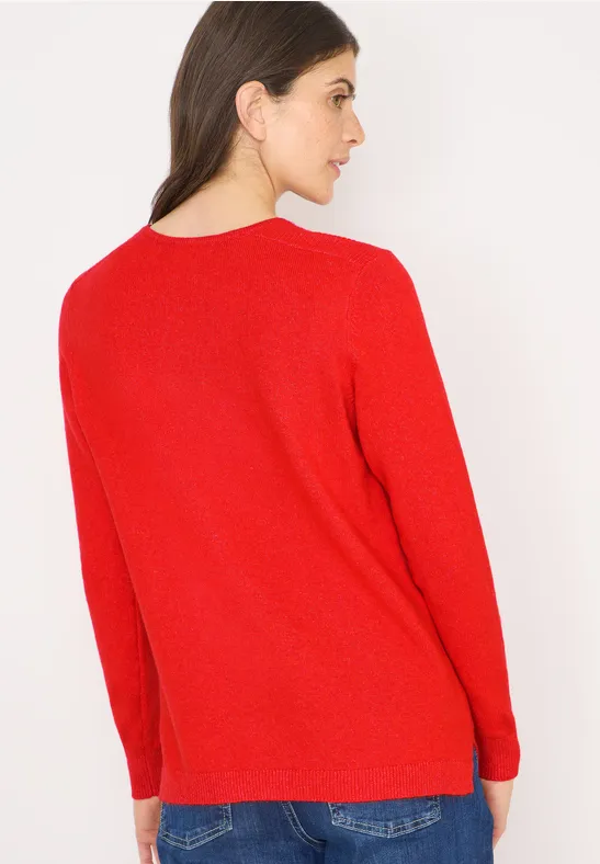 Kuscheliger V-Neck Pullover pumpkin orange melange