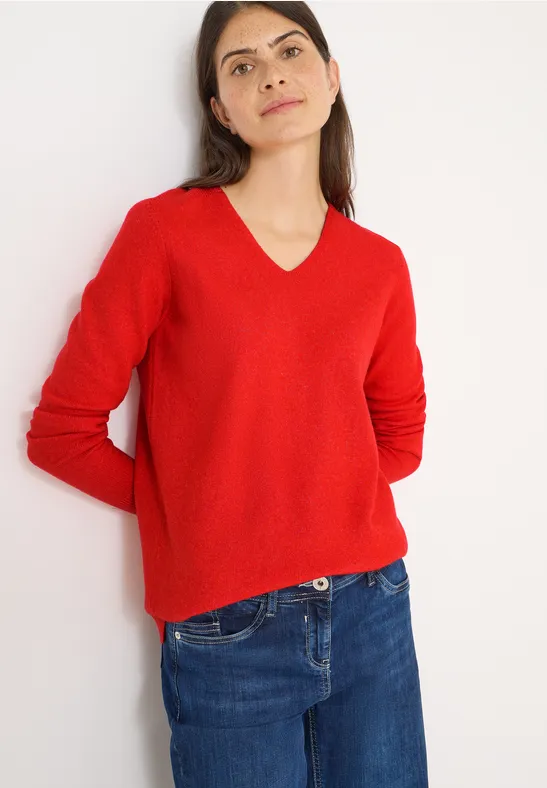 Kuscheliger V-Neck Pullover pumpkin orange melange