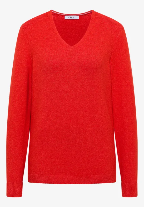 Kuscheliger V-Neck Pullover pumpkin orange melange