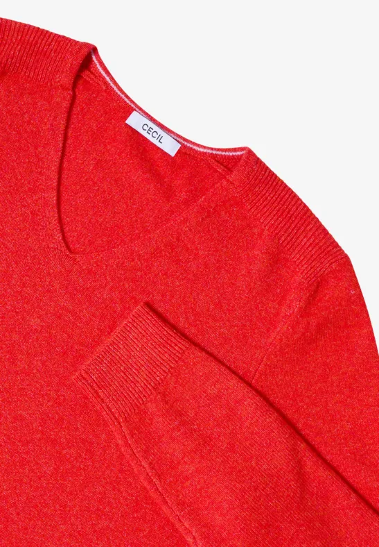 Kuscheliger V-Neck Pullover pumpkin orange melange