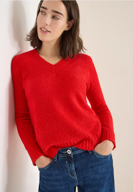 Bouclé V-Neck Pullover pumpkin orange