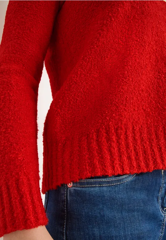 Bouclé V-Neck Pullover pumpkin orange