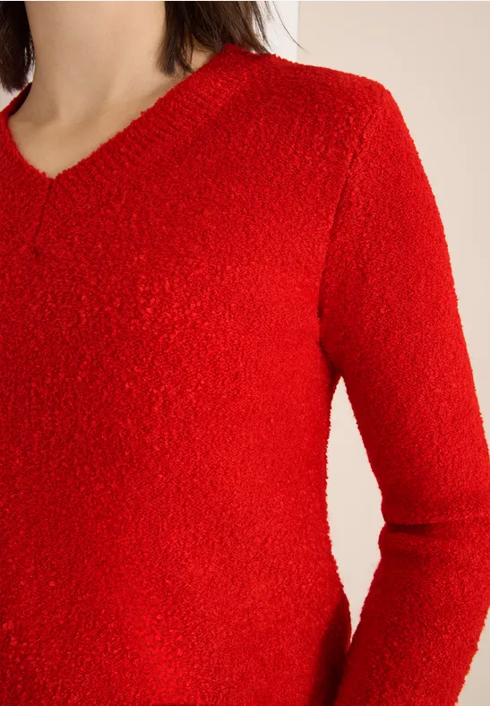 Bouclé V-Neck Pullover pumpkin orange