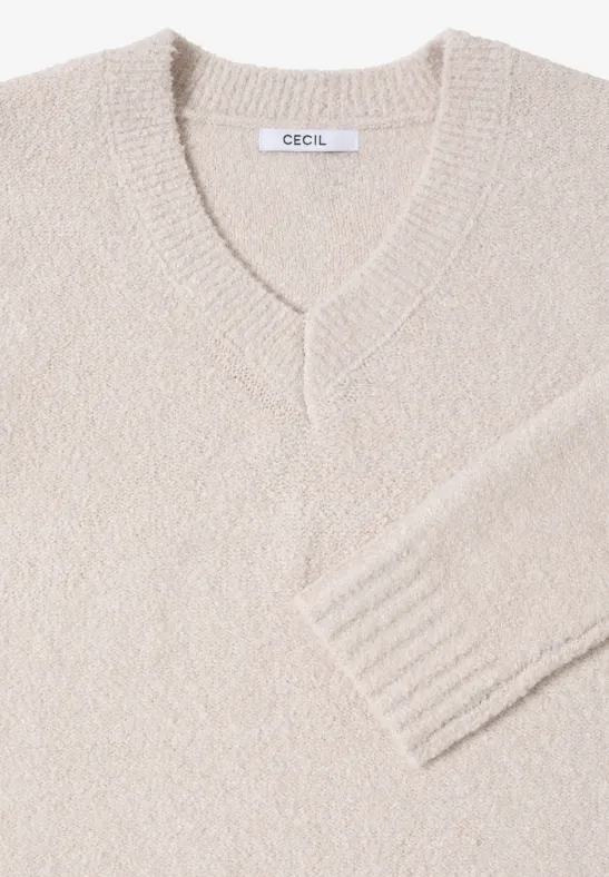 Bouclé V-Neck Pullover light greige