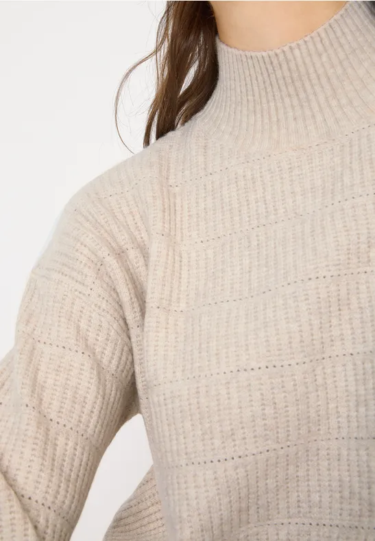 Strukturmix Pullover alabaster beige melange