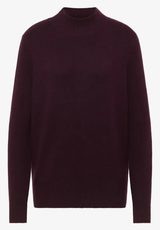 Cosy Turtleneck Pullover eggplant red melange