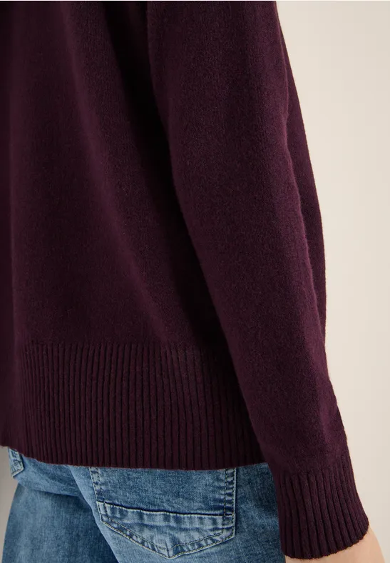 Cosy Turtleneck Pullover eggplant red melange
