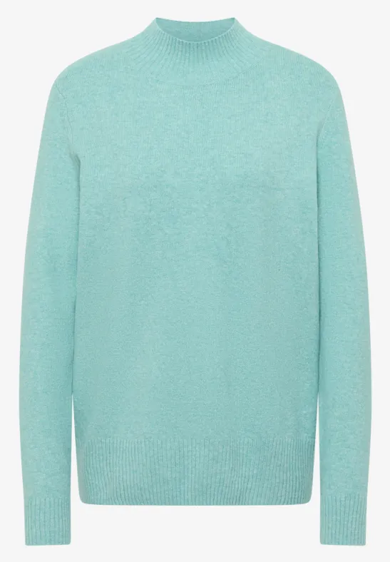 Cosy Turtleneck Pullover foam blue melange