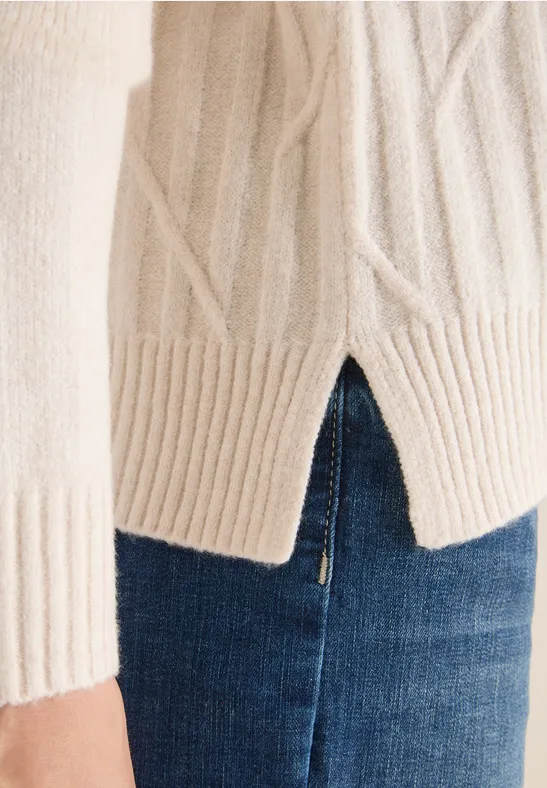 Struktur Rollkragenpullover light greige