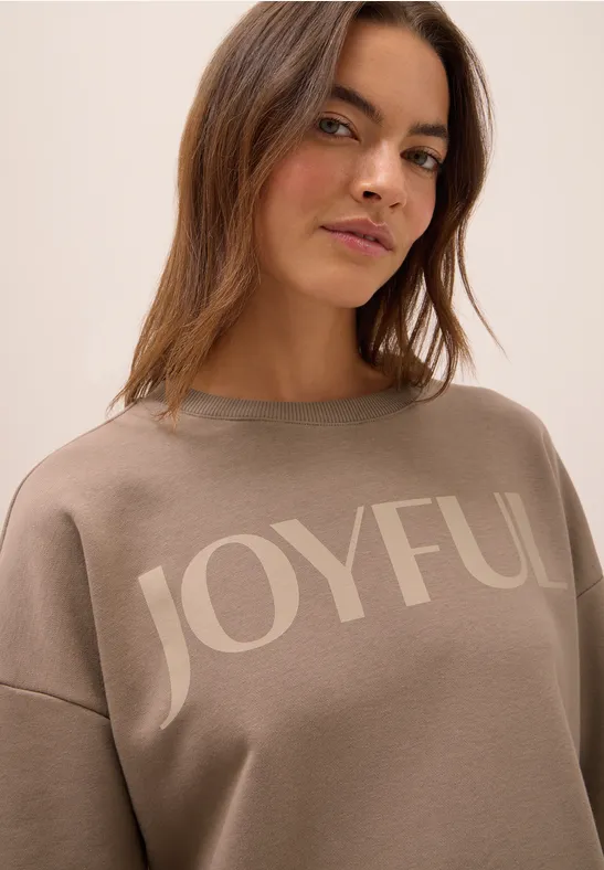 Sweatshirt mit Tunnelzug natural taupe
