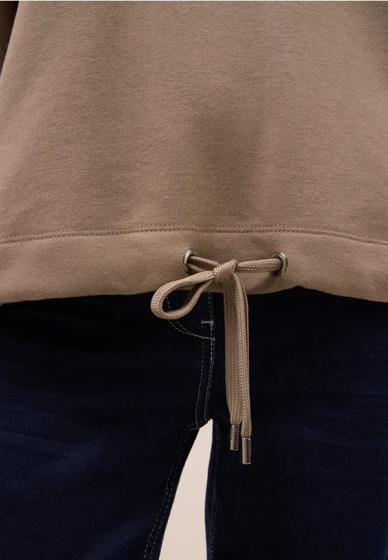Sweatshirt mit Tunnelzug natural taupe