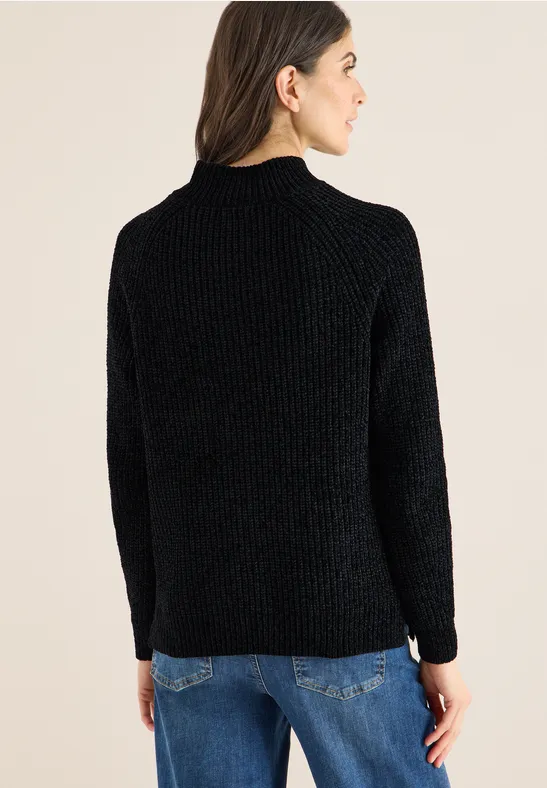 Turtleneck Chenille Pullover Black