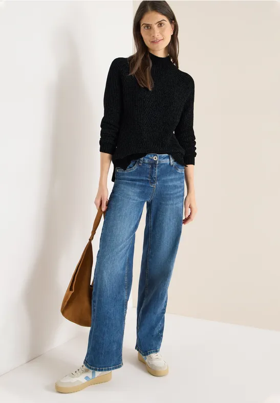 Turtleneck Chenille Pullover Black