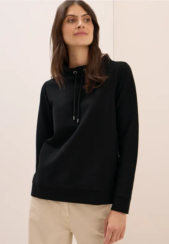 Funnel Neck Strukturshirt Black