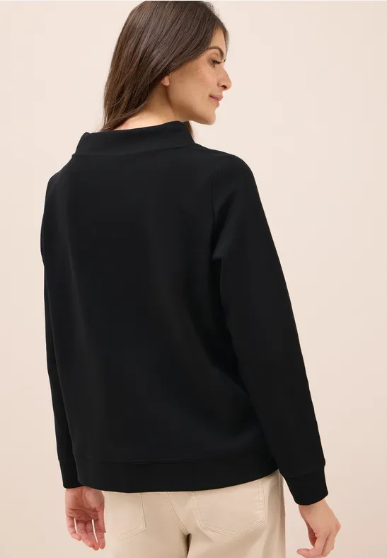 Funnel Neck Strukturshirt Black