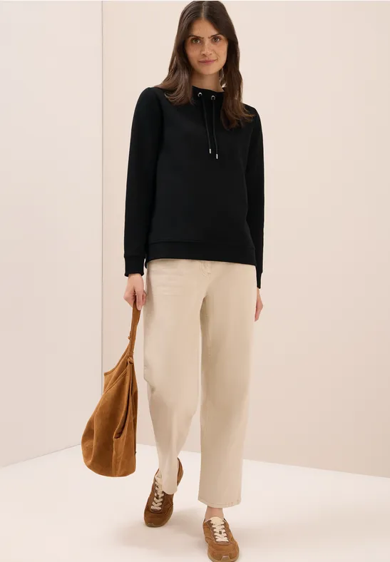 Funnel Neck Strukturshirt Black
