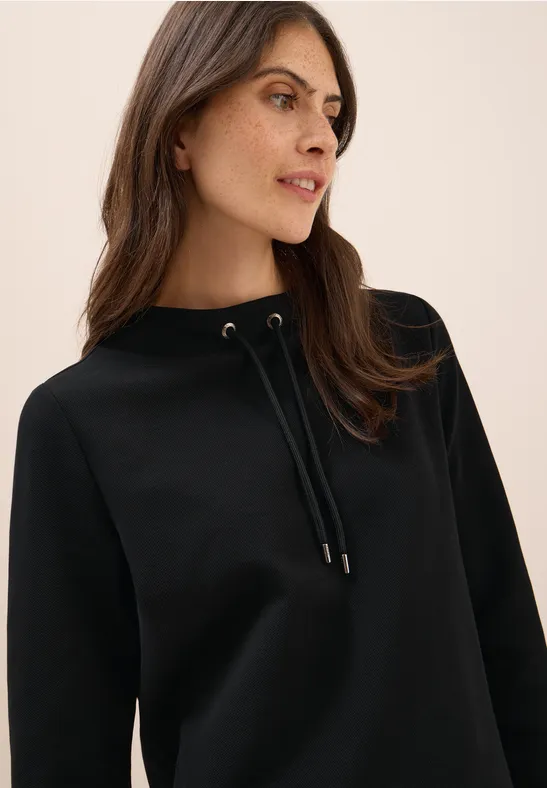 Funnel Neck Strukturshirt Black