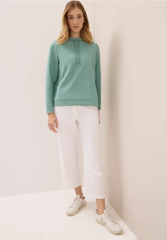 Funnel Neck Strukturshirt jewel green