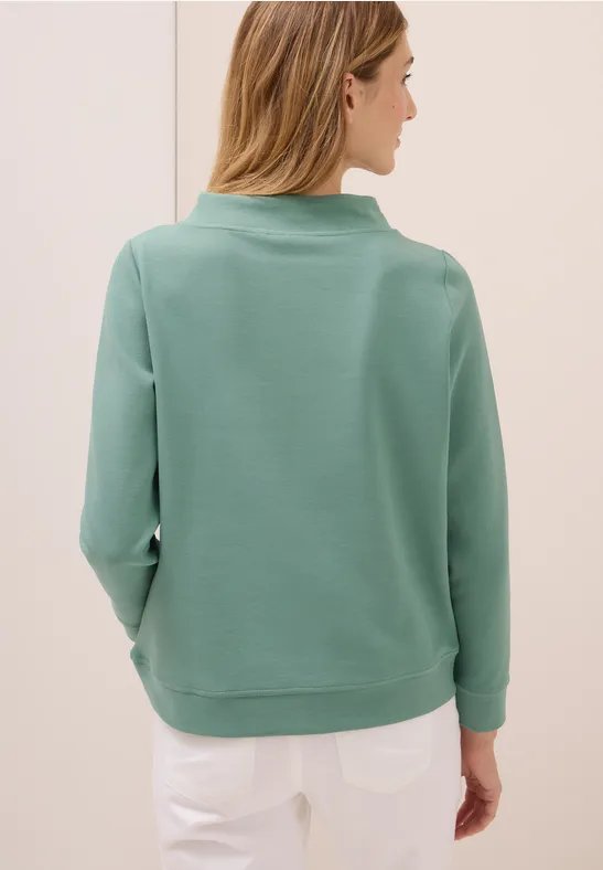 Funnel Neck Strukturshirt jewel green