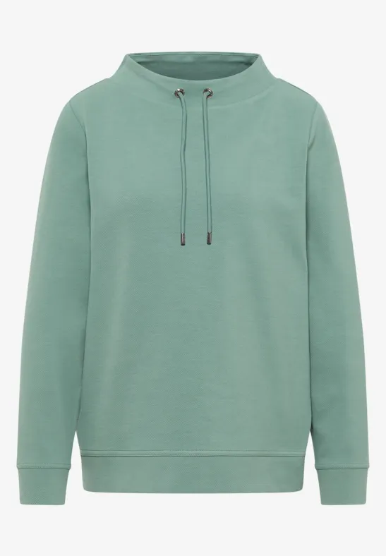 Funnel Neck Strukturshirt jewel green