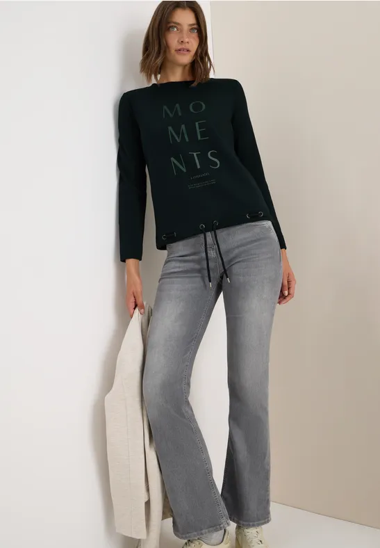 Sweatshirt mit Stickerei ink green