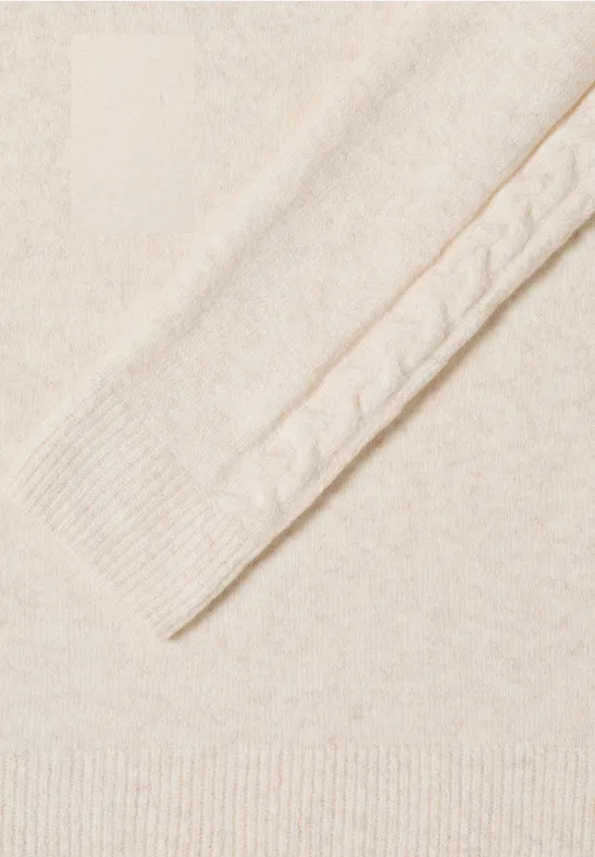 Pullover mit Strickdetail oat milk beige melange