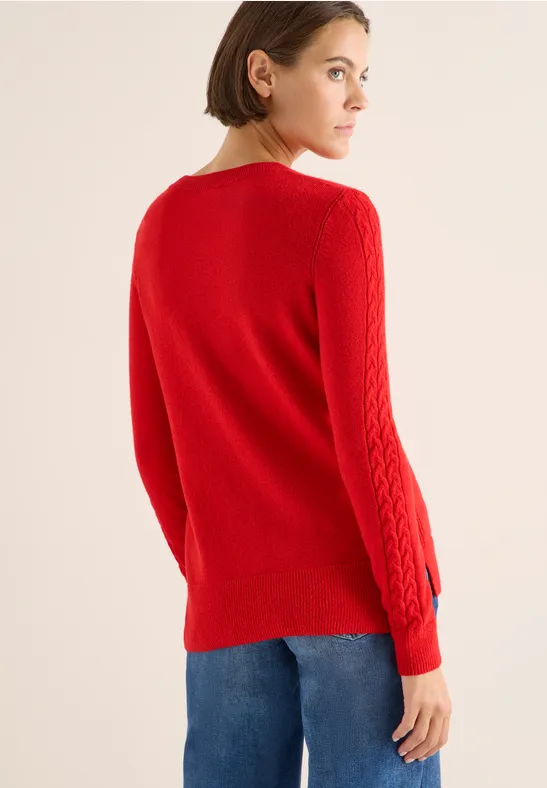 Pull avec détail en tricot fiery red