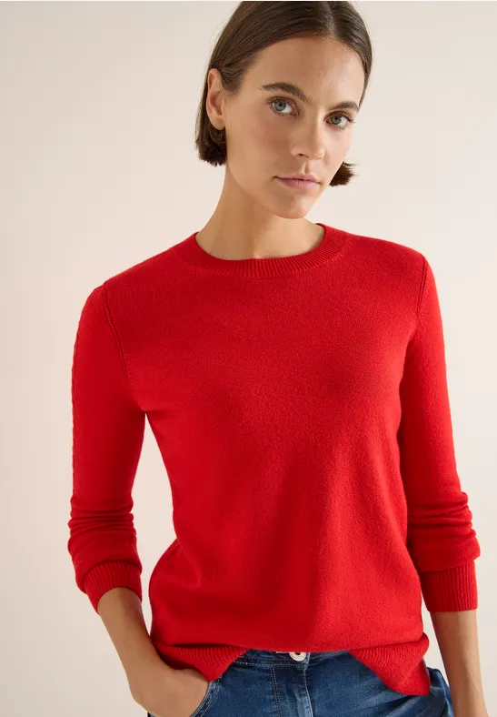 Pull avec détail en tricot fiery red