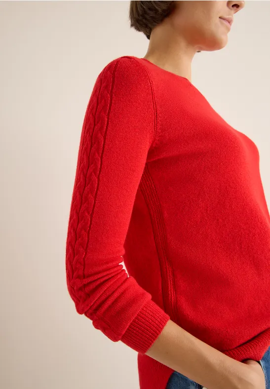 Pull avec détail en tricot fiery red