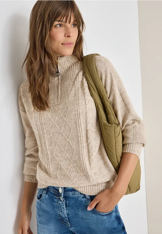 Pull à col troyer toffee cream melange