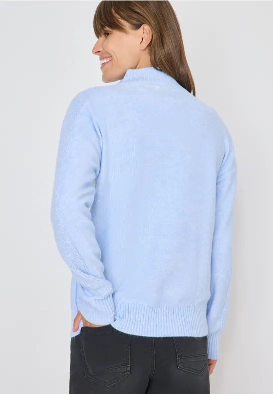 Pullover mit Troyerkragen sporty light blue melange
