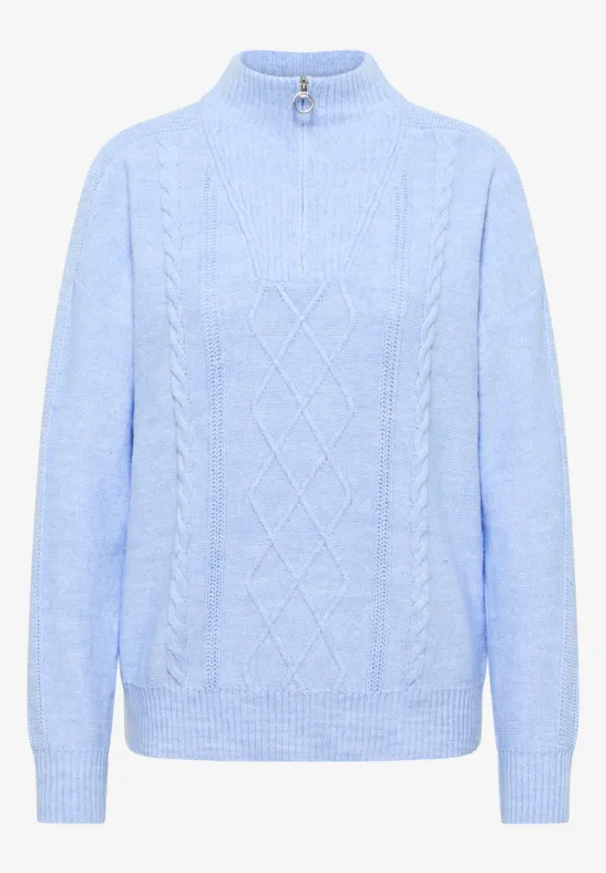 Pullover mit Troyerkragen sporty light blue melange