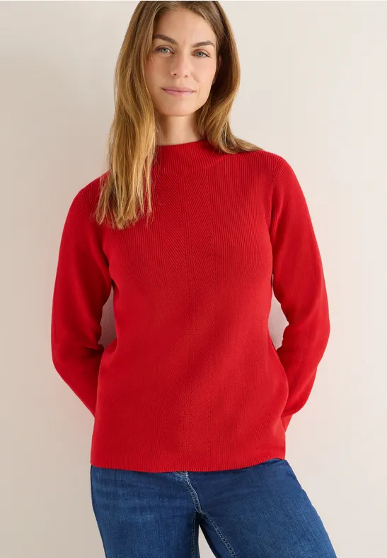 Pull à structure mixte fiery red