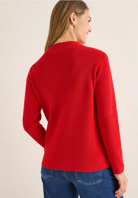 Pull à structure mixte fiery red