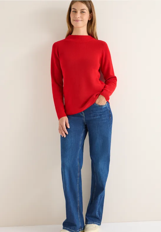 Pull à structure mixte fiery red