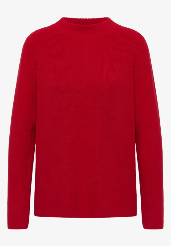 Pull à structure mixte fiery red